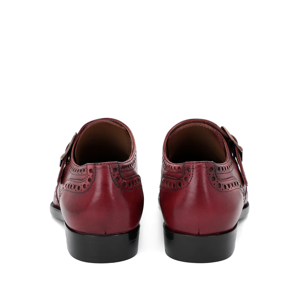 Saint Gerardo Burgundy Leather Single Monk Strap Brogues - Image 6