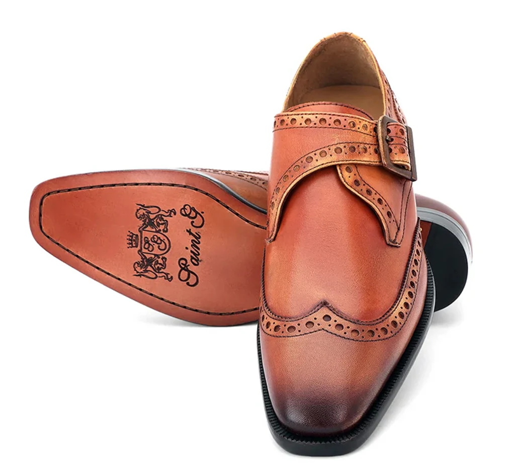 Saint Gerardo Tan Leather Single Monk Brogue - Image 3