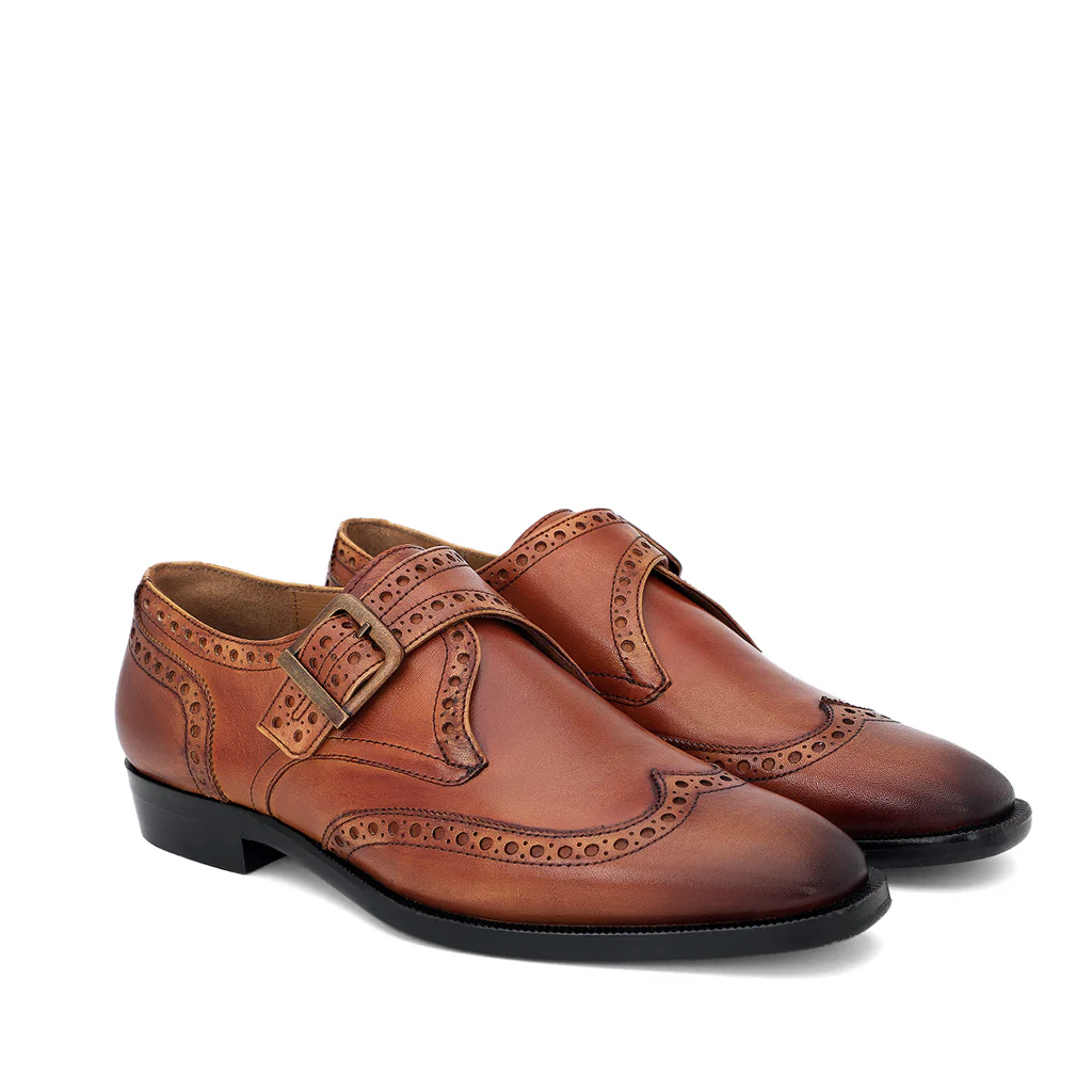 Saint Gerardo Tan Leather Single Monk Brogue - Image 4