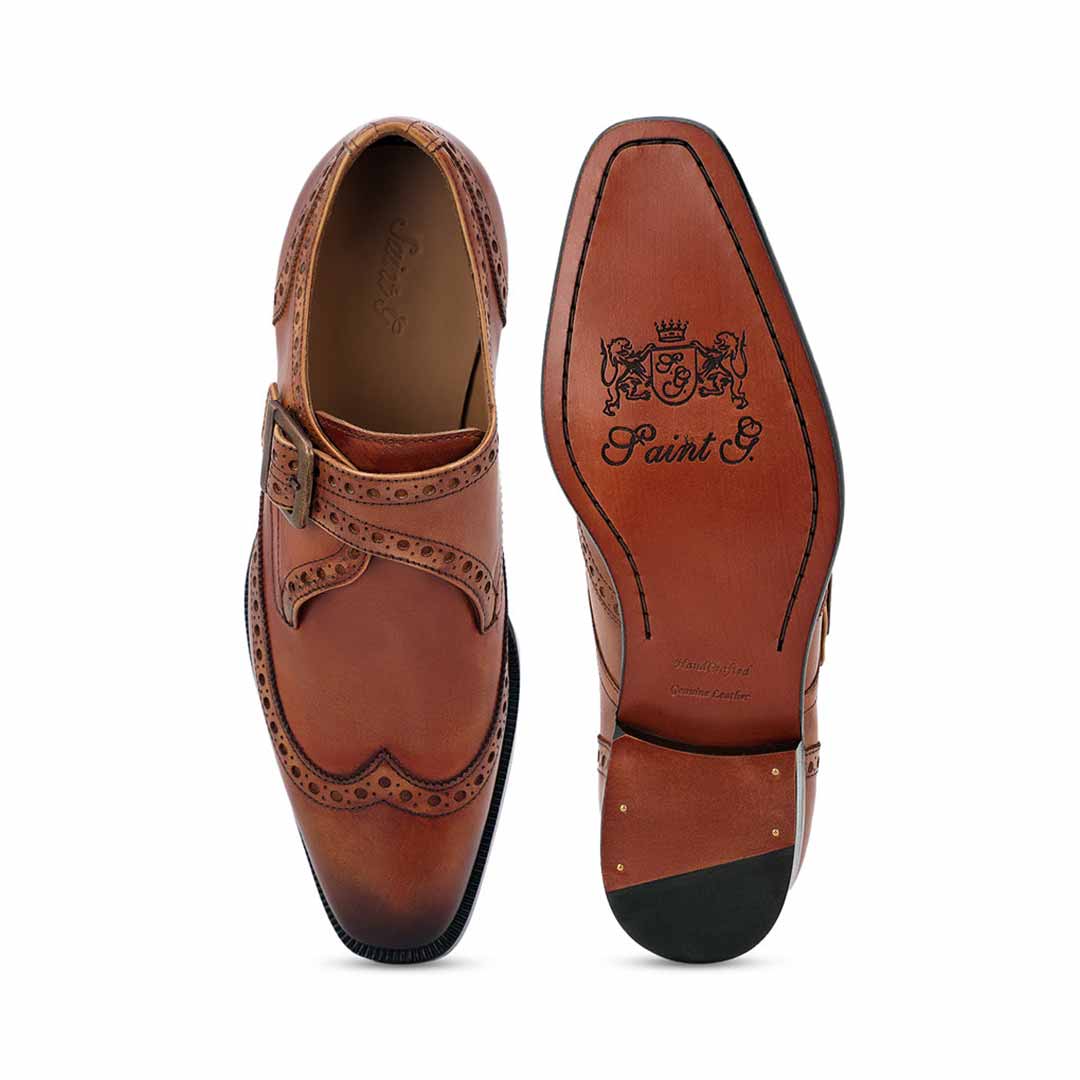 Saint Gerardo Tan Leather Single Monk Brogue - Image 7