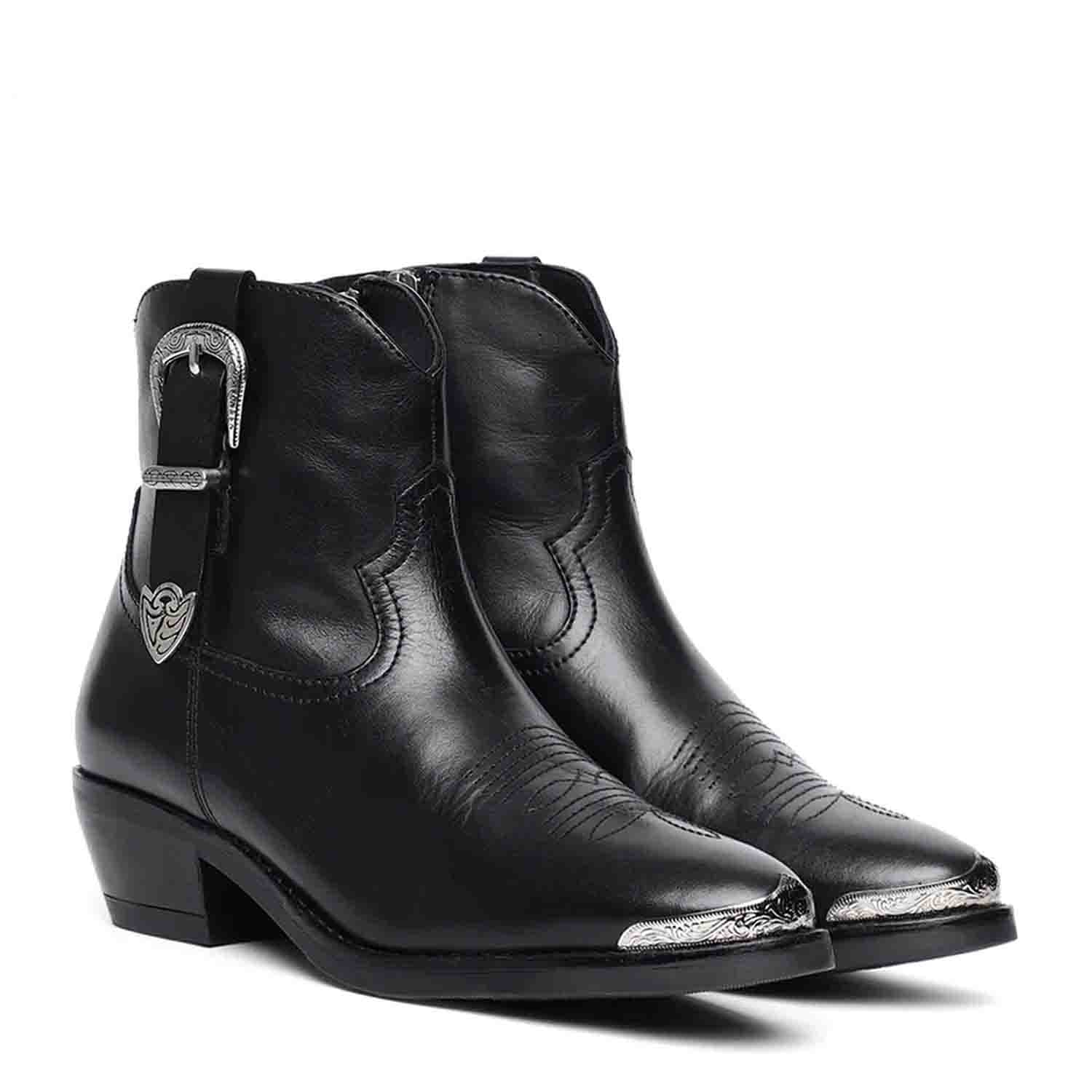 Saint Gessica Buckle Decorative Leather Ankle Boots - Image 3