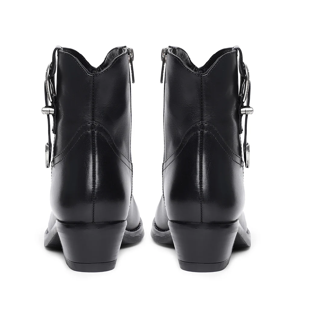 Saint Gessica Buckle Decorative Leather Ankle Boots - Image 6