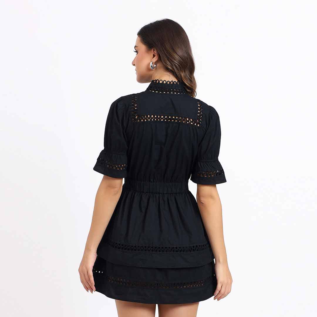Saint Womens Black Solid Cotton Short Dress - Image 5