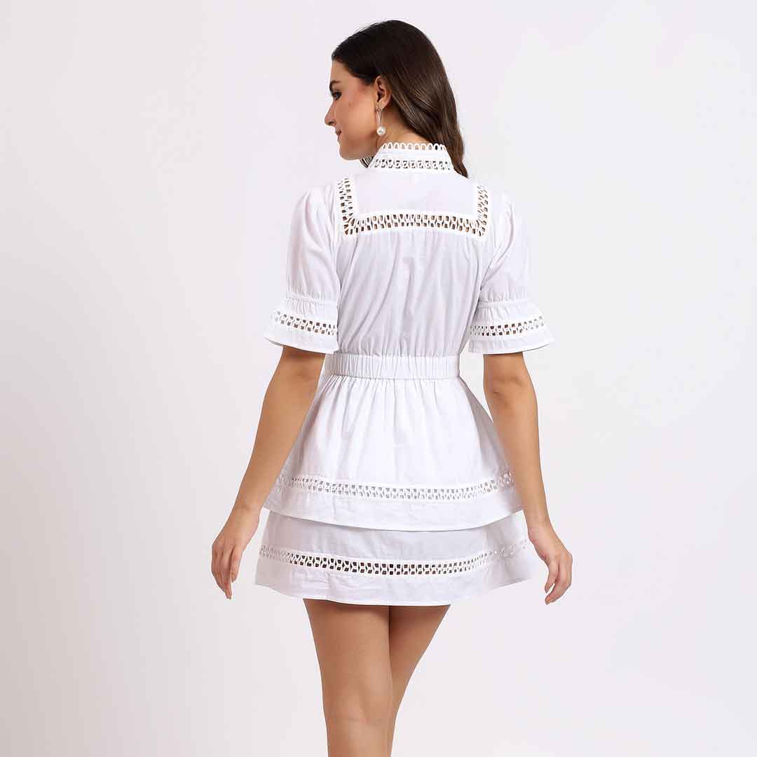 Saint Womens White Solid Cotton Short Dress - Image 5