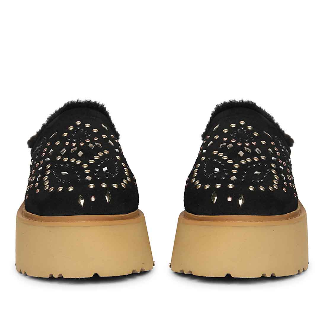 Saint Glaressa Studded Fur Platform Suede Leather Slip-Ons - Image 3