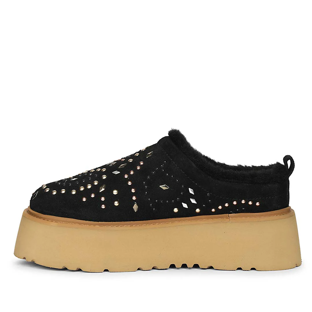 Saint Glaressa Studded Fur Platform Suede Leather Slip-Ons - Image 4