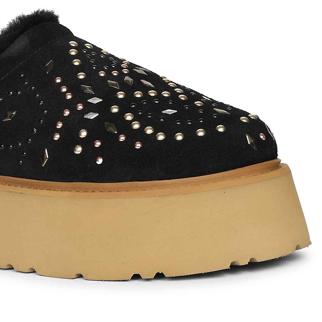 Saint Glaressa Studded Fur Platform Suede Leather Slip-Ons - Image 7
