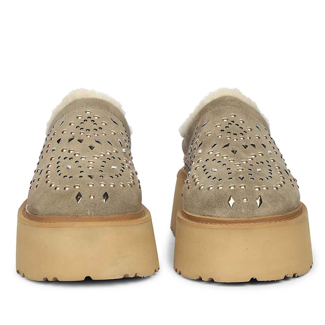 Saint Glaressa Studded Platform Suede Leather Slip-Ons - Image 3