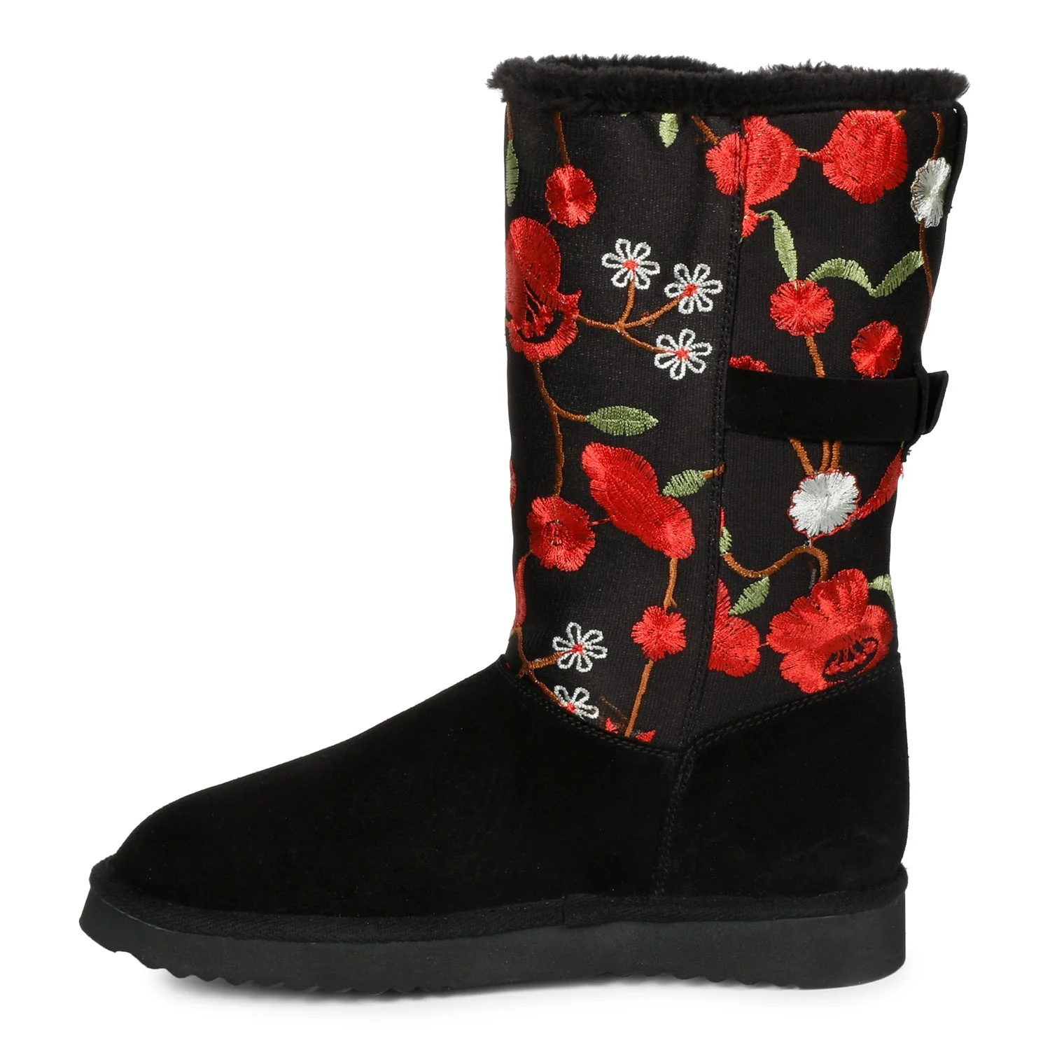 Saint Gloire Buckle Décor Floral Embroidery Snug Boots - Image 4