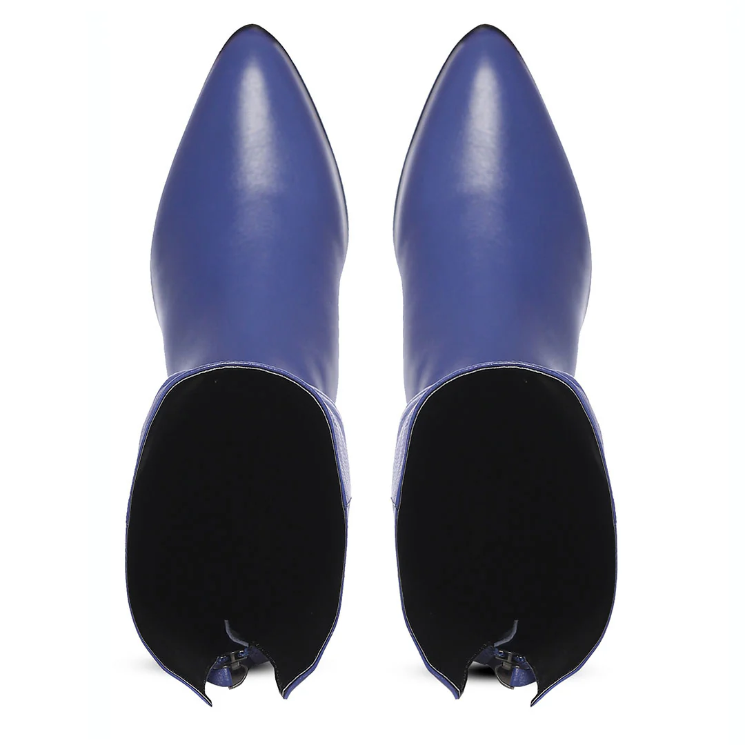 Saint Grace Blue Leather Thigh High Boots - Image 10