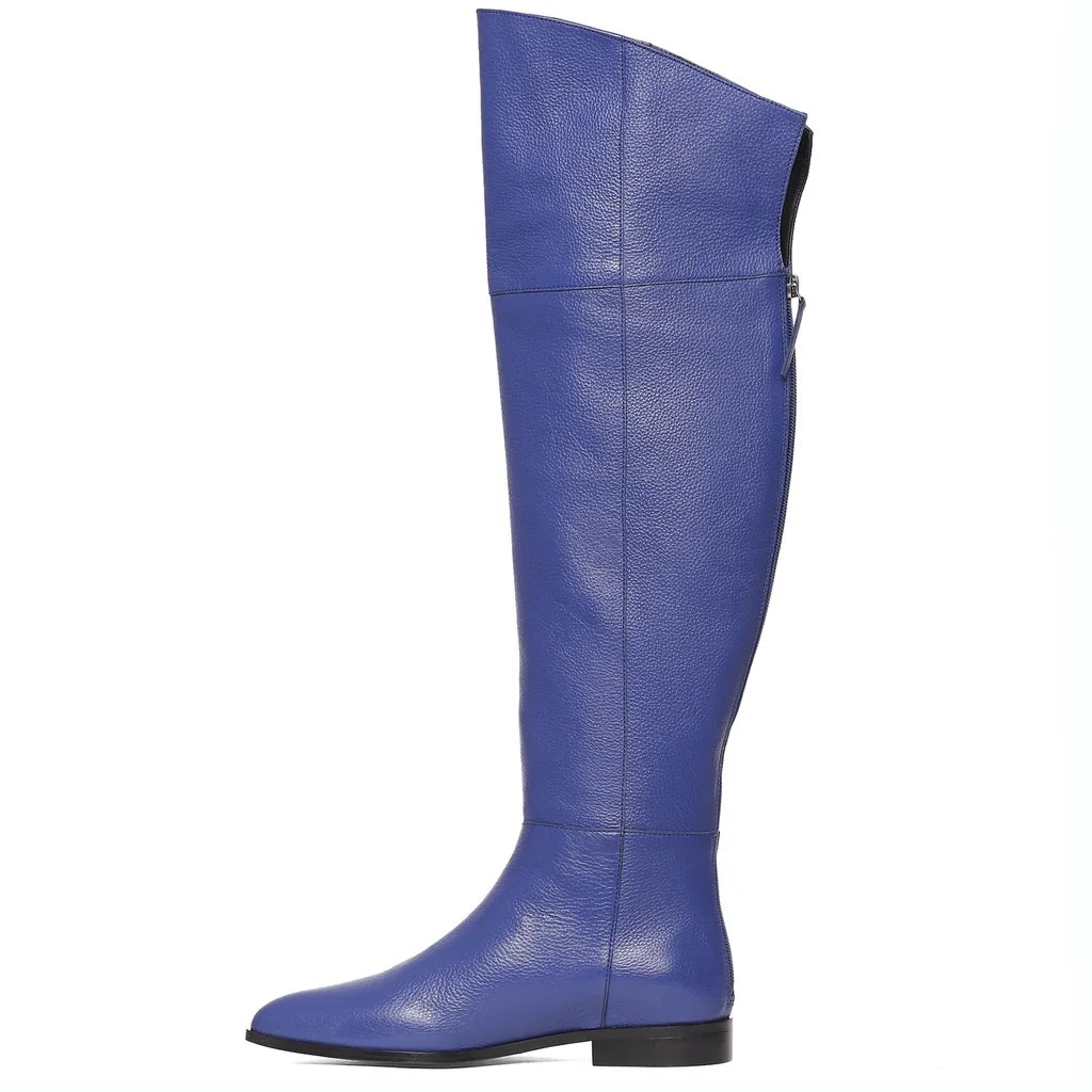 Saint Grace Blue Leather Thigh High Boots - Image 4