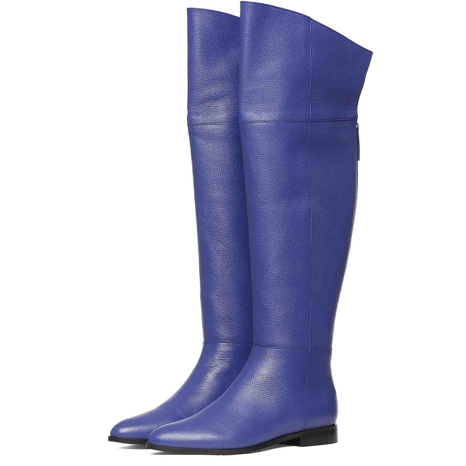 Saint Grace Blue Leather Thigh High Boots - Image 5