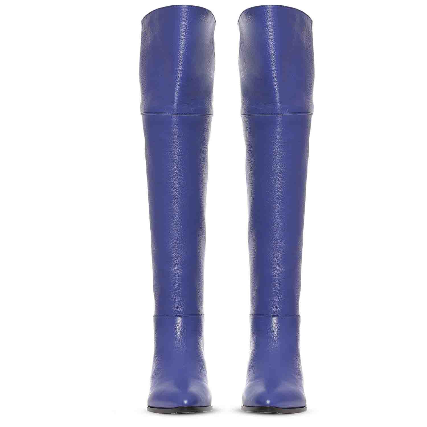 Saint Grace Blue Leather Thigh High Boots - Image 6