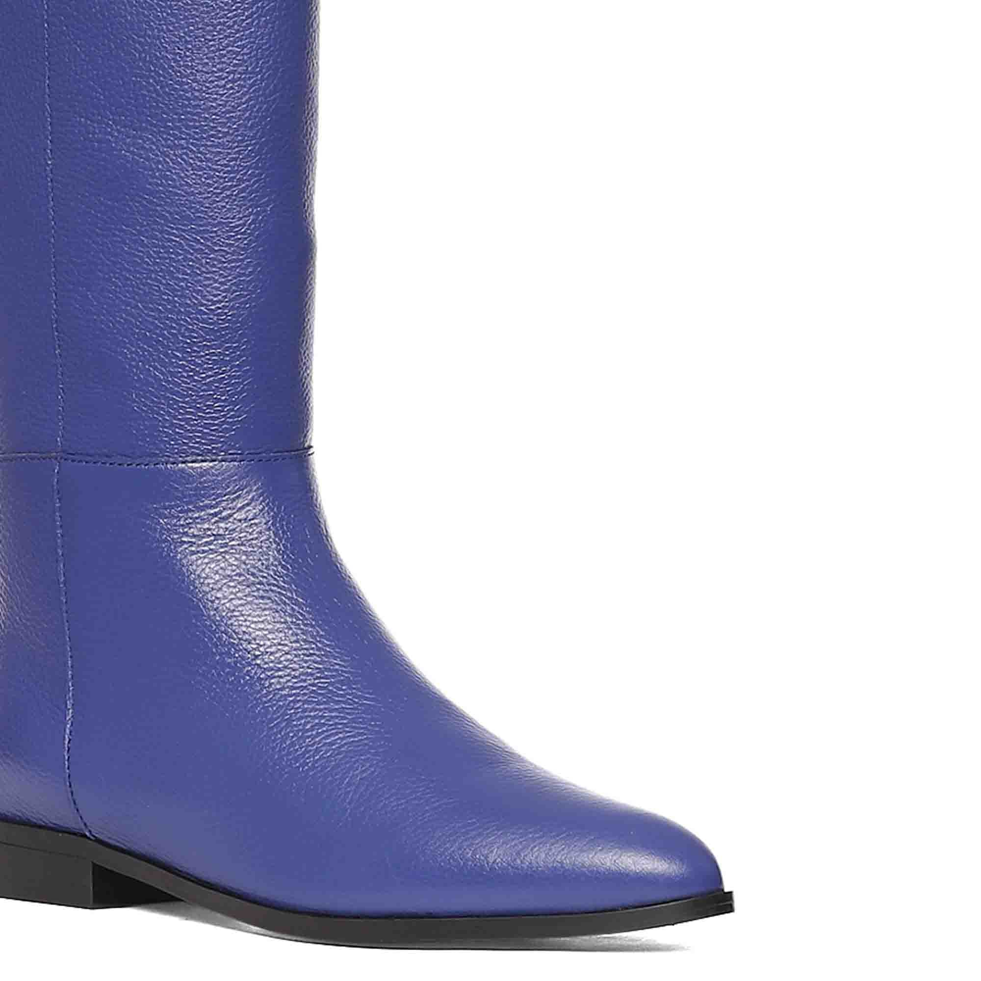 Saint Grace Blue Leather Thigh High Boots - Image 7