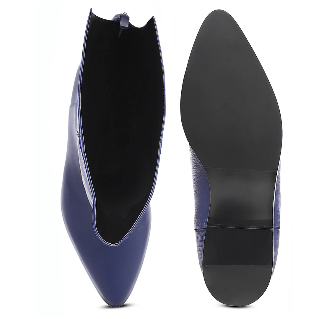 Saint Grace Blue Leather Thigh High Boots - Image 9