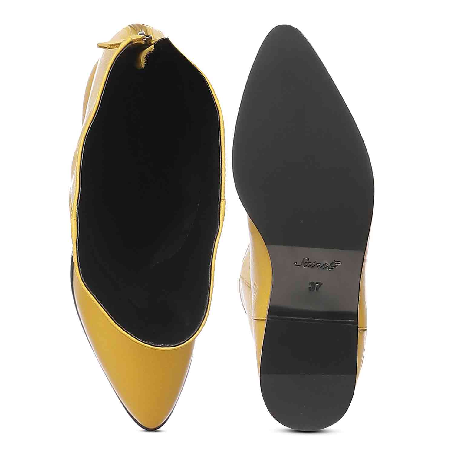 Saint Grace Yellow Leather Above The Knee Boots - Image 7