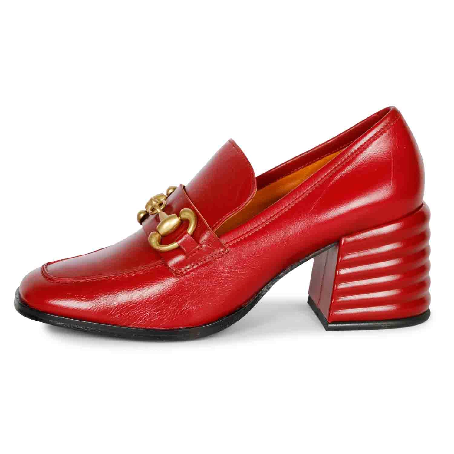Saint Graziella Red Leather Handcrafted Moccasins - Image 4