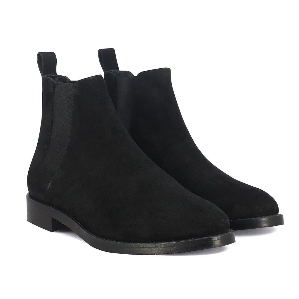 Saint Grimaldi Black Suede Leather Handcrafted Chelsea Boots - Image 3