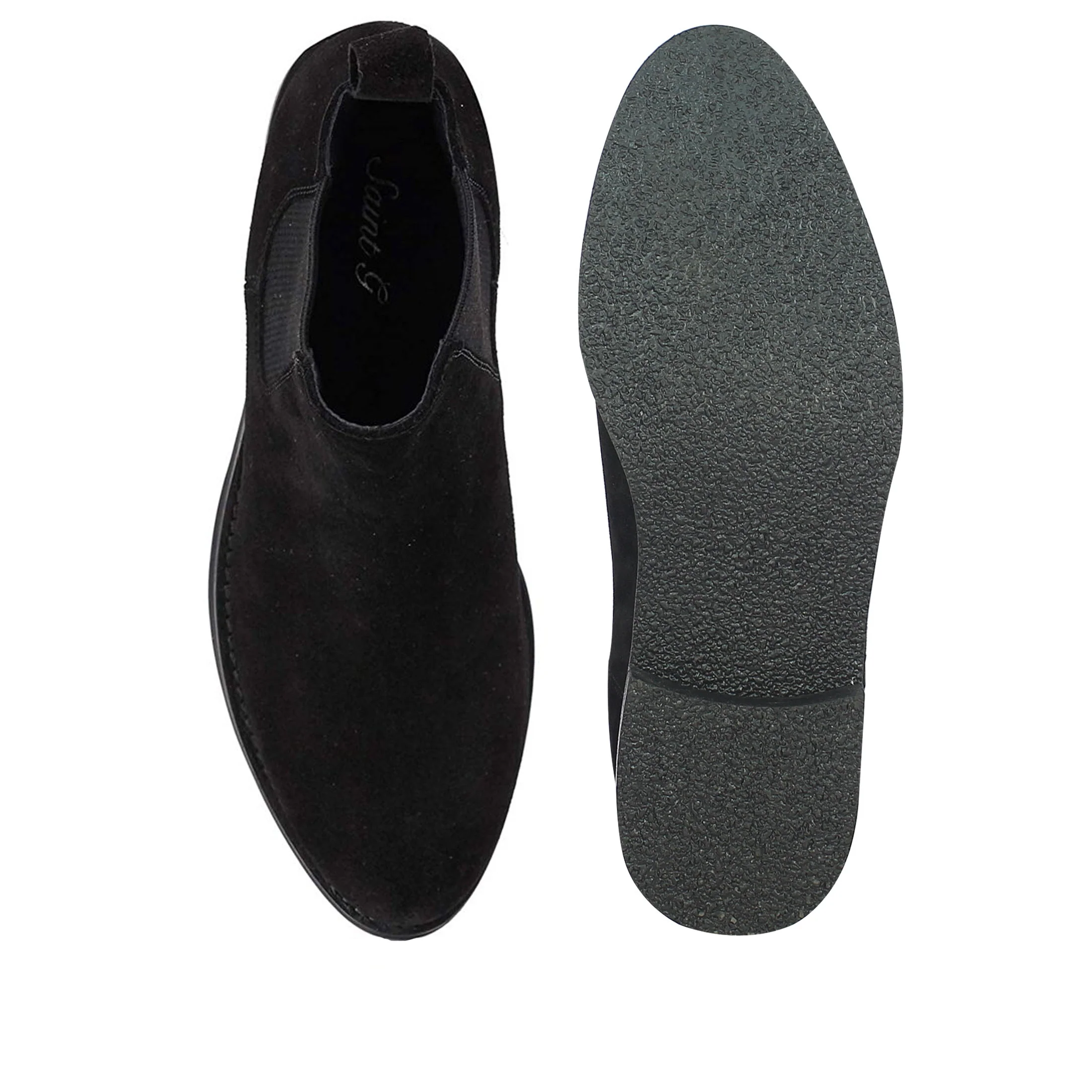 Saint Grimaldi Black Suede Leather Handcrafted Chelsea Boots - Image 7