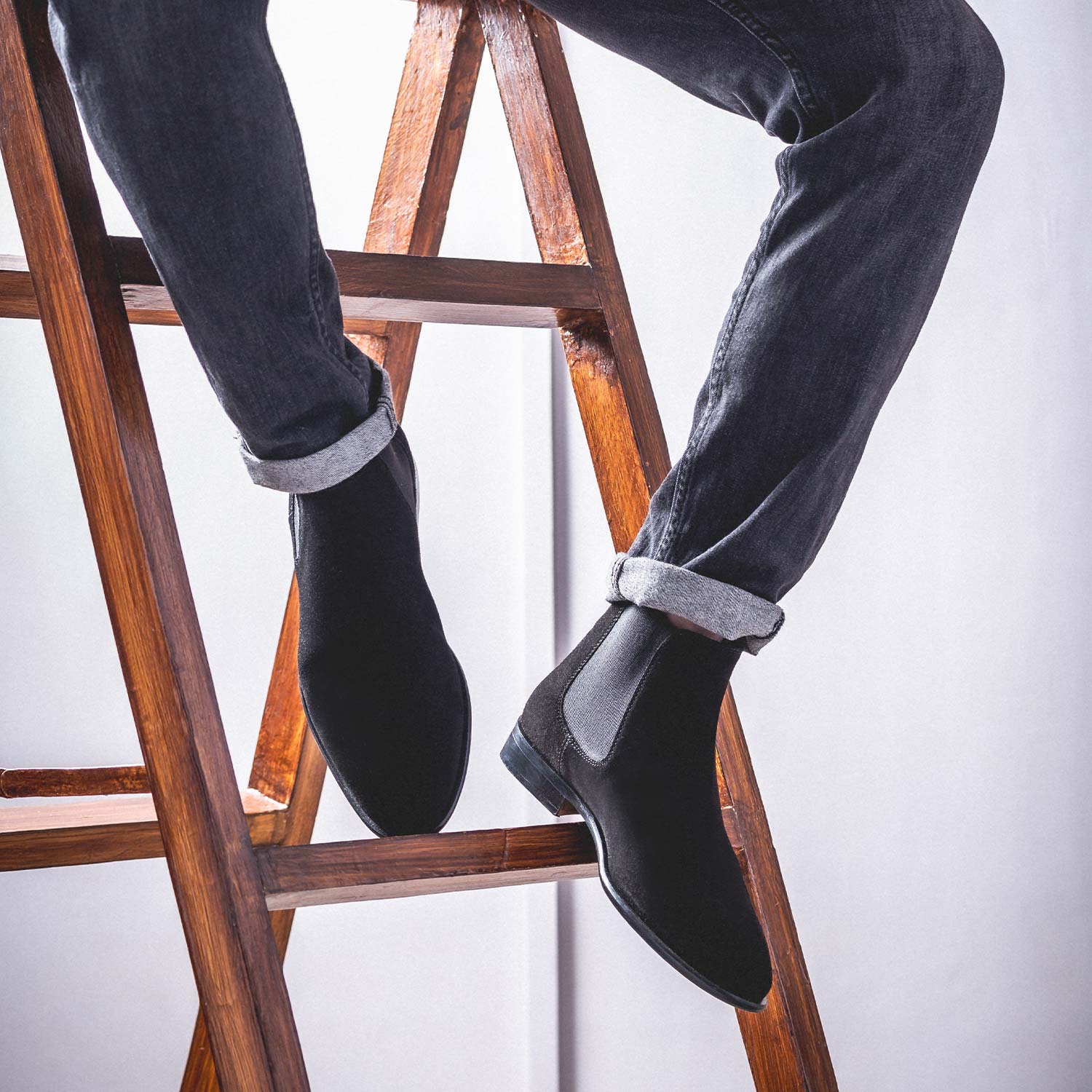 Saint Grimaldi Black Suede Leather Handcrafted Chelsea Boots - Image 8