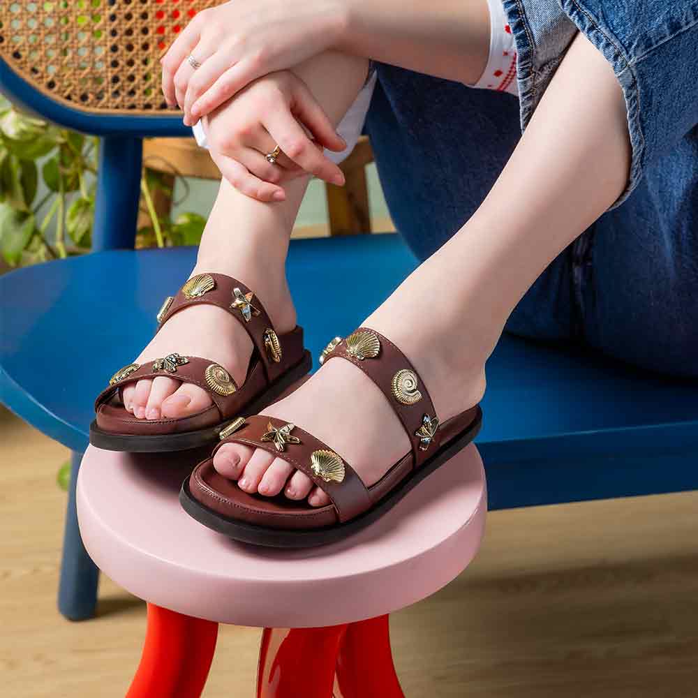 Saint Hallie Seashell & Star Studs Port Royal Leather Sandals - Image 2