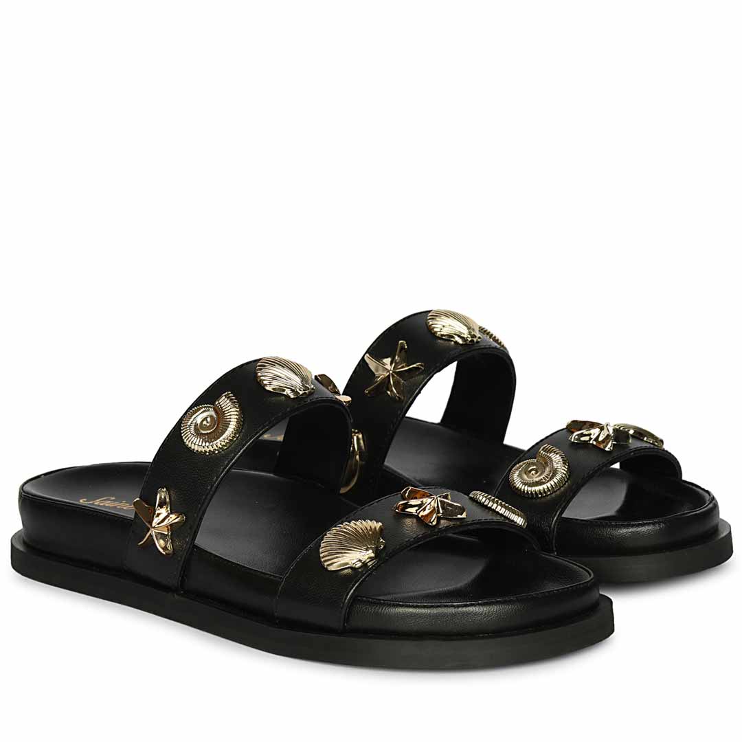 Saint Hallie Seashell & Star Studs Leather Sandals - Image 3