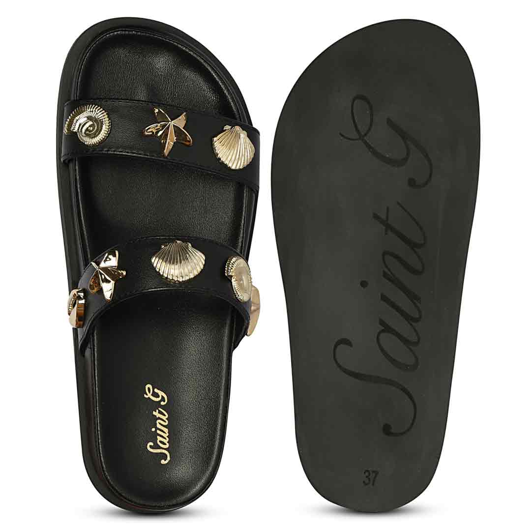 Saint Hallie Seashell & Star Studs Leather Sandals - Image 7