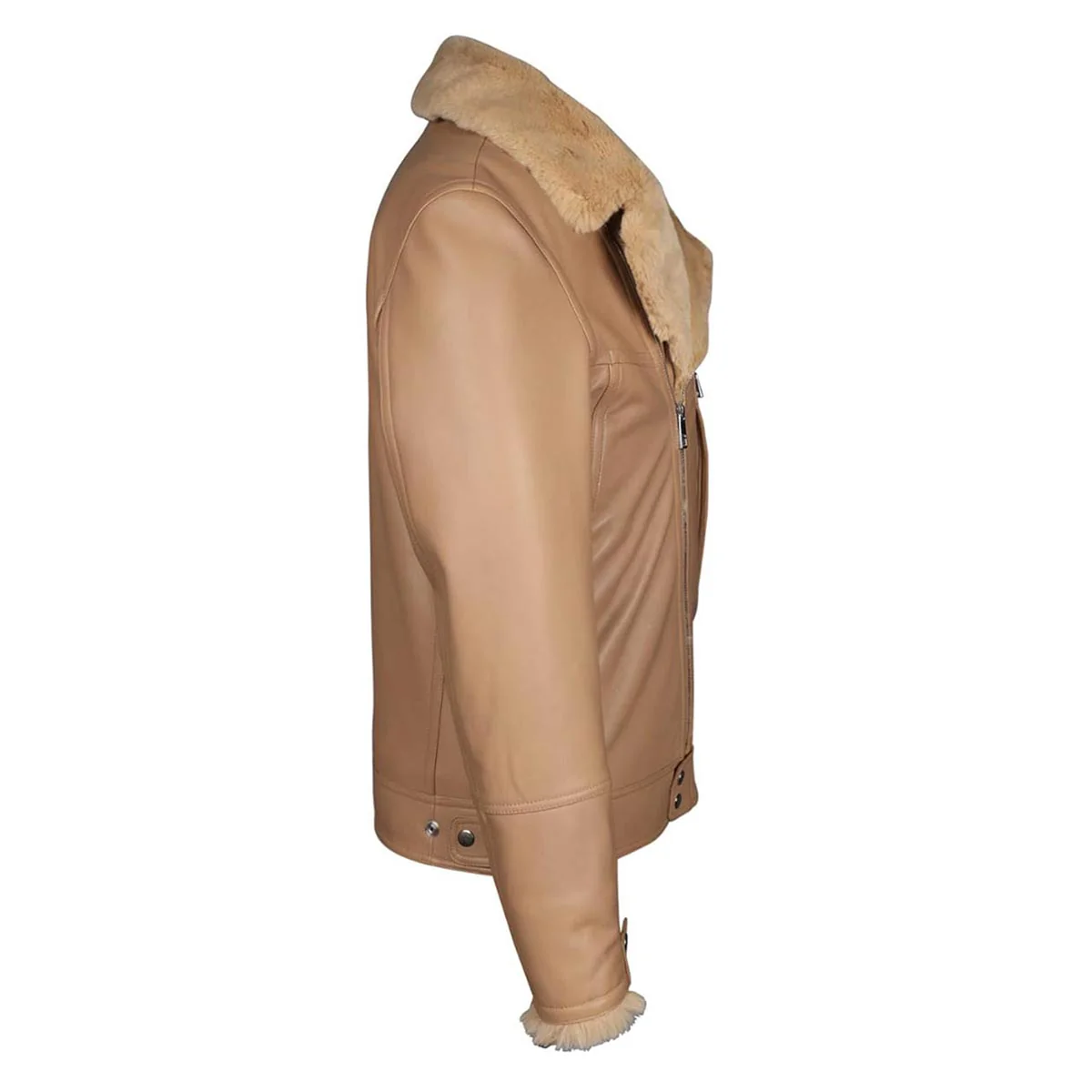 Saint Harley beige Leather Men's Biker Jacket - Image 4