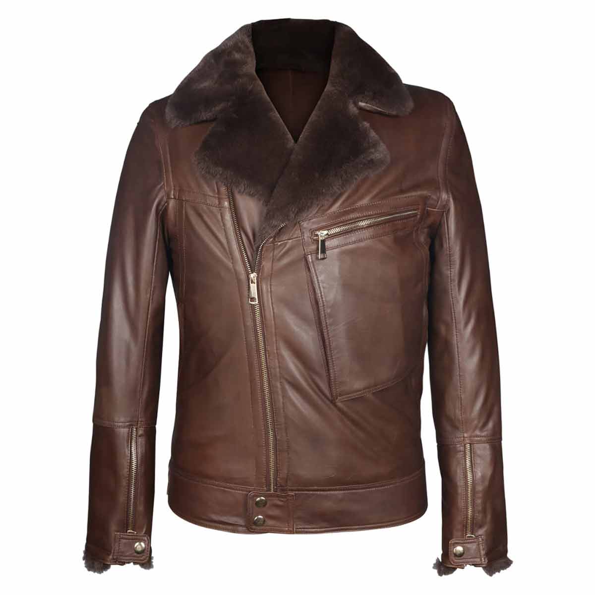 Saint Harley Choco Leather Men's Biker Jacket - Image 2