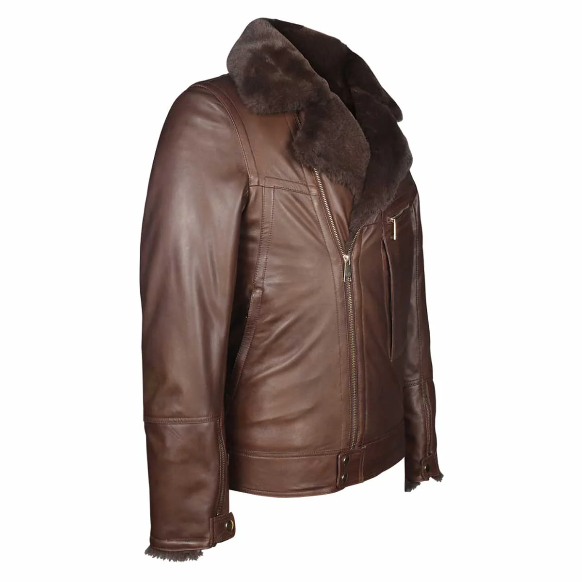Saint Harley Choco Leather Men's Biker Jacket - Image 3
