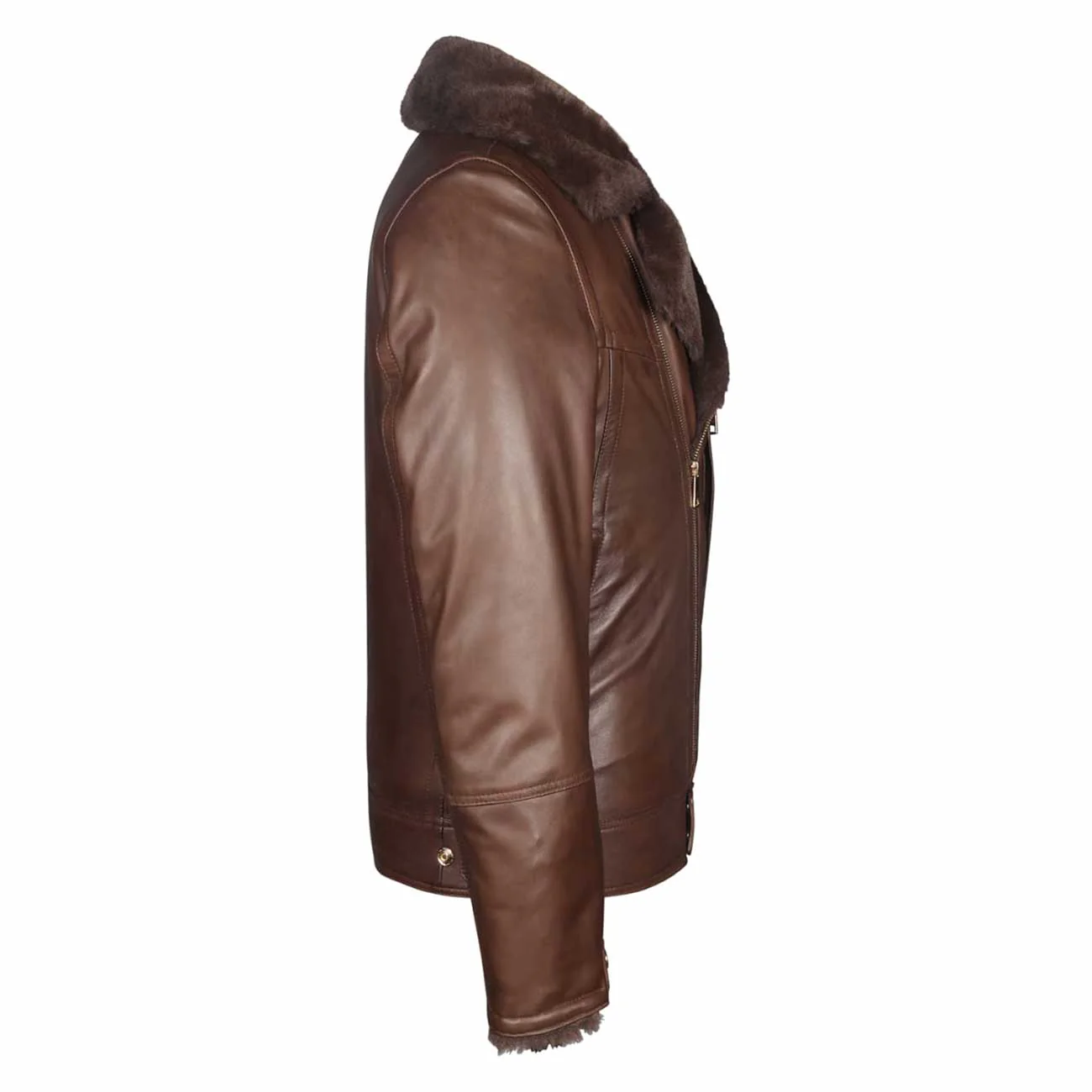 Saint Harley Choco Leather Men's Biker Jacket - Image 4