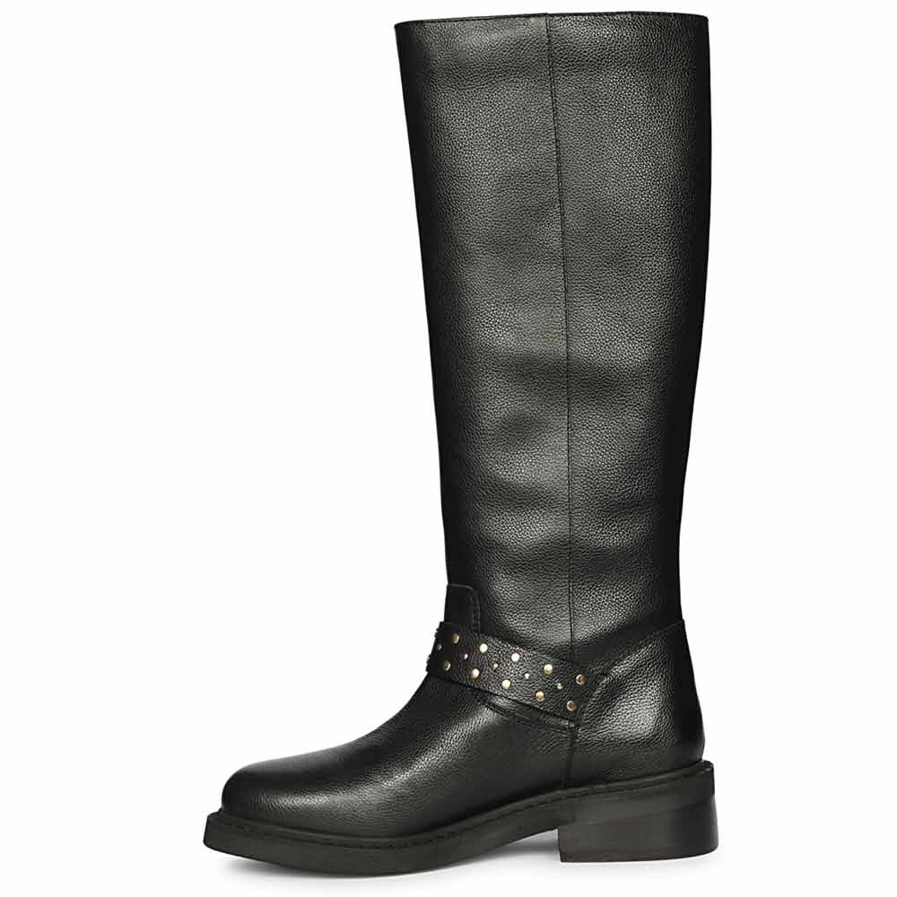 Saint Harley Studded Harness Black Leather Long Boots - Image 3