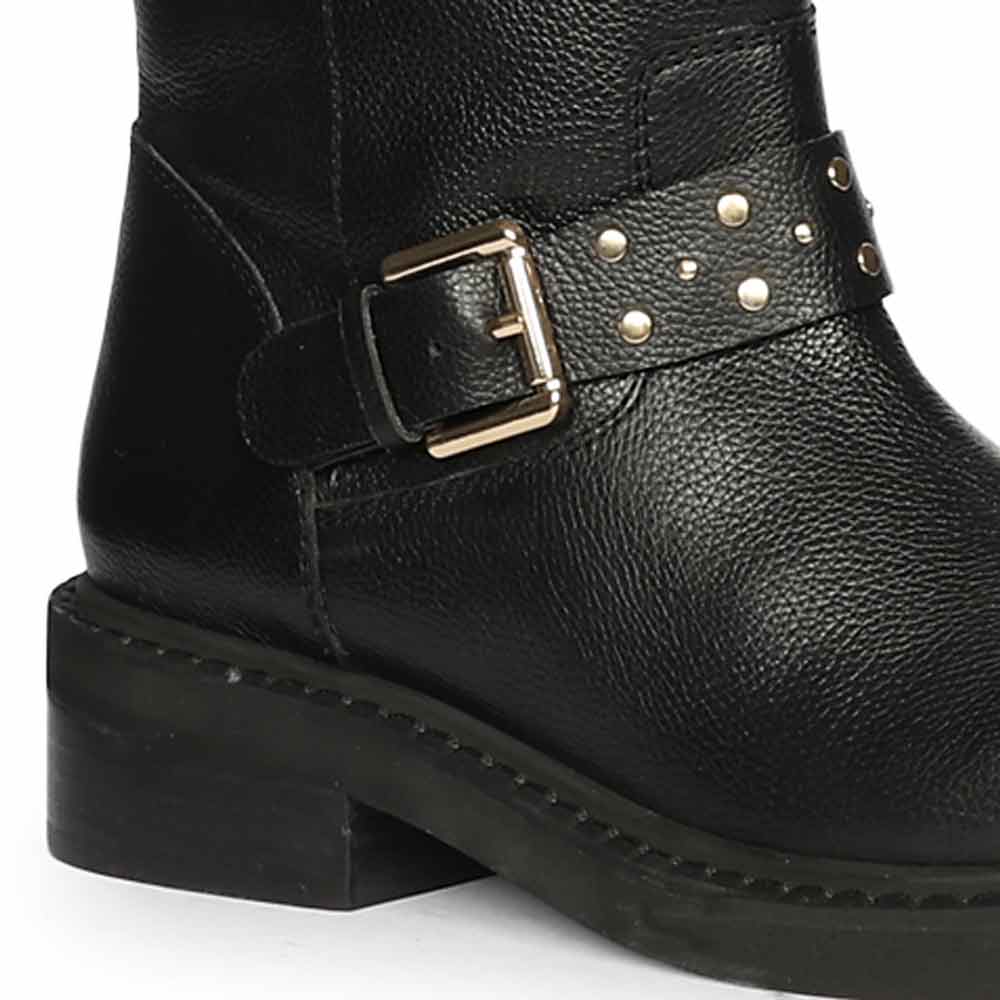 Saint Harley Studded Harness Black Leather Long Boots - Image 6