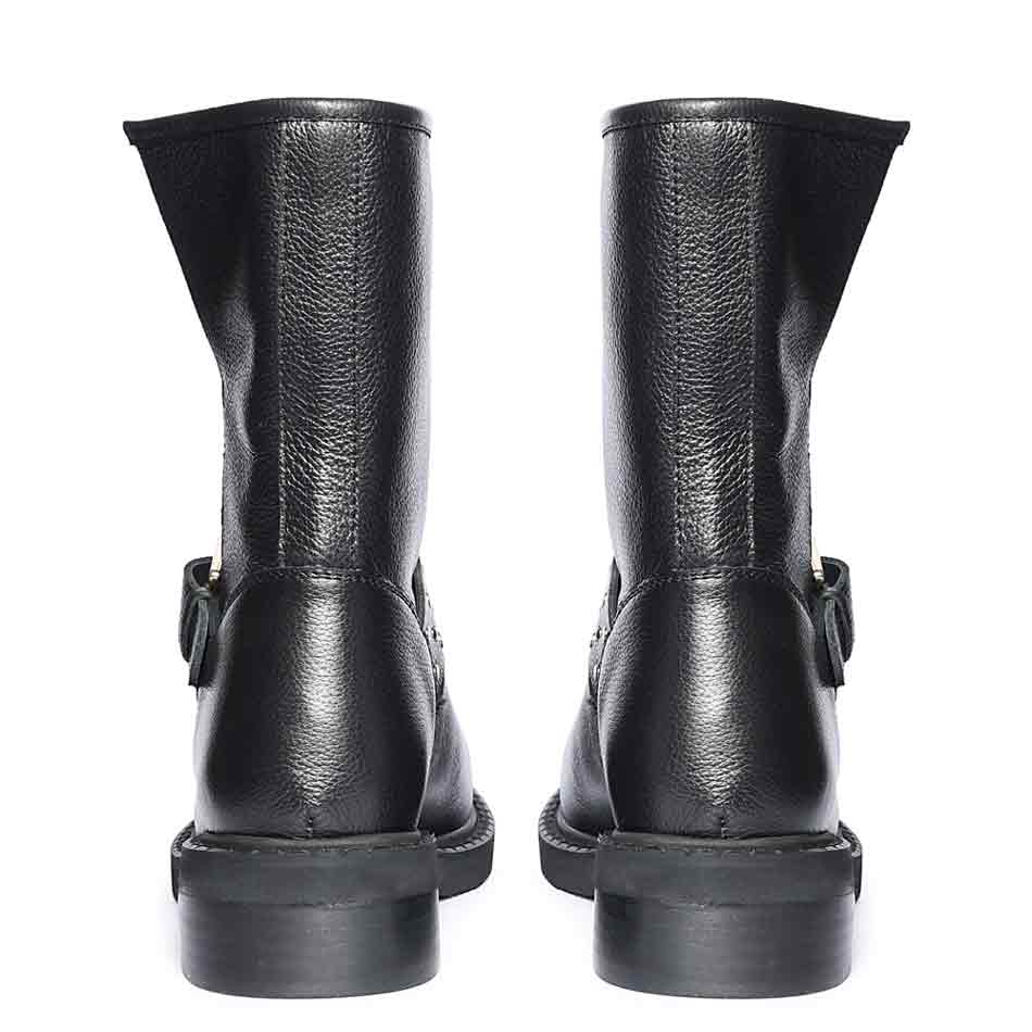 Saint Harley Studded Harness Mid-Calf  Black Leather Boots - Image 5