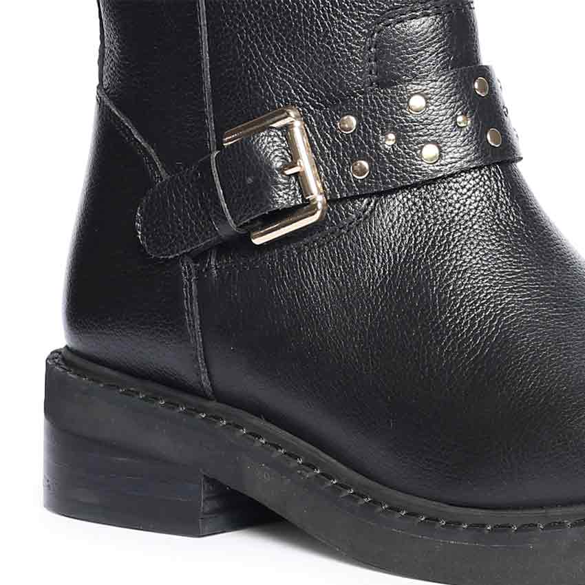 Saint Harley Studded Harness Mid-Calf  Black Leather Boots - Image 7