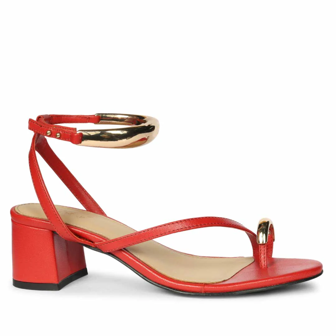 Saint Harlow Gold Trim Gojiberry Leather Block Heel