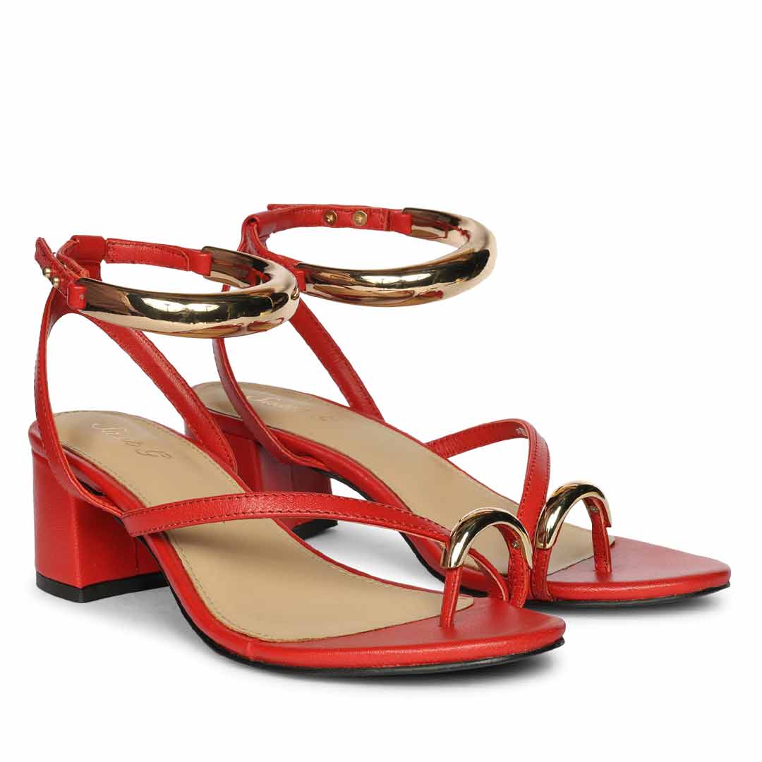 Saint Harlow Gold Trim Gojiberry Leather Block Heel - Image 2