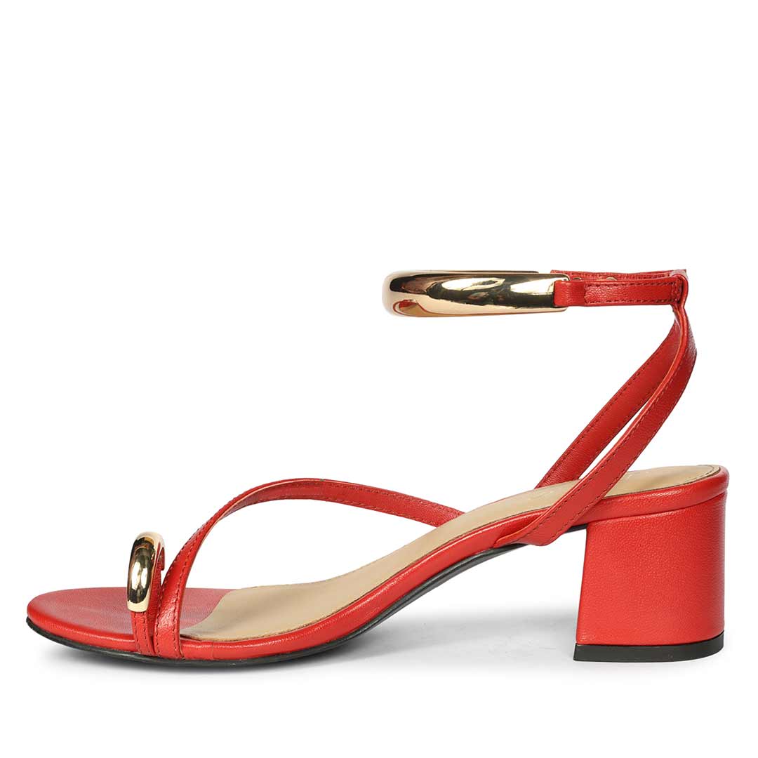 Saint Harlow Gold Trim Gojiberry Leather Block Heel - Image 3