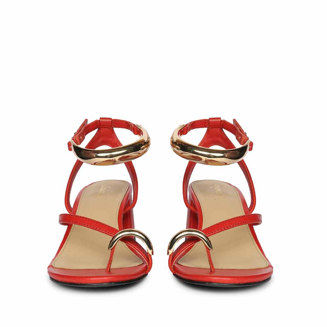 Saint Harlow Gold Trim Gojiberry Leather Block Heel - Image 4
