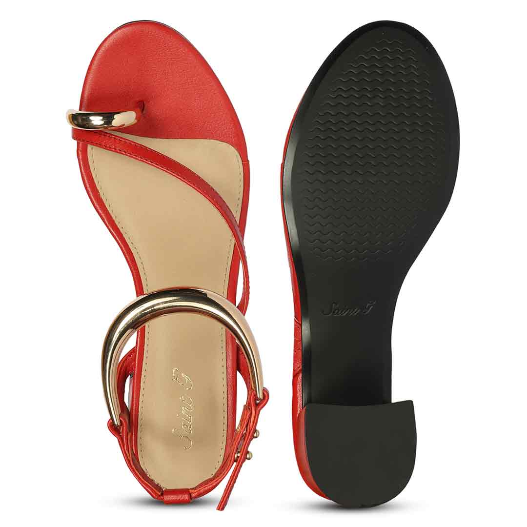 Saint Harlow Gold Trim Gojiberry Leather Block Heel - Image 6