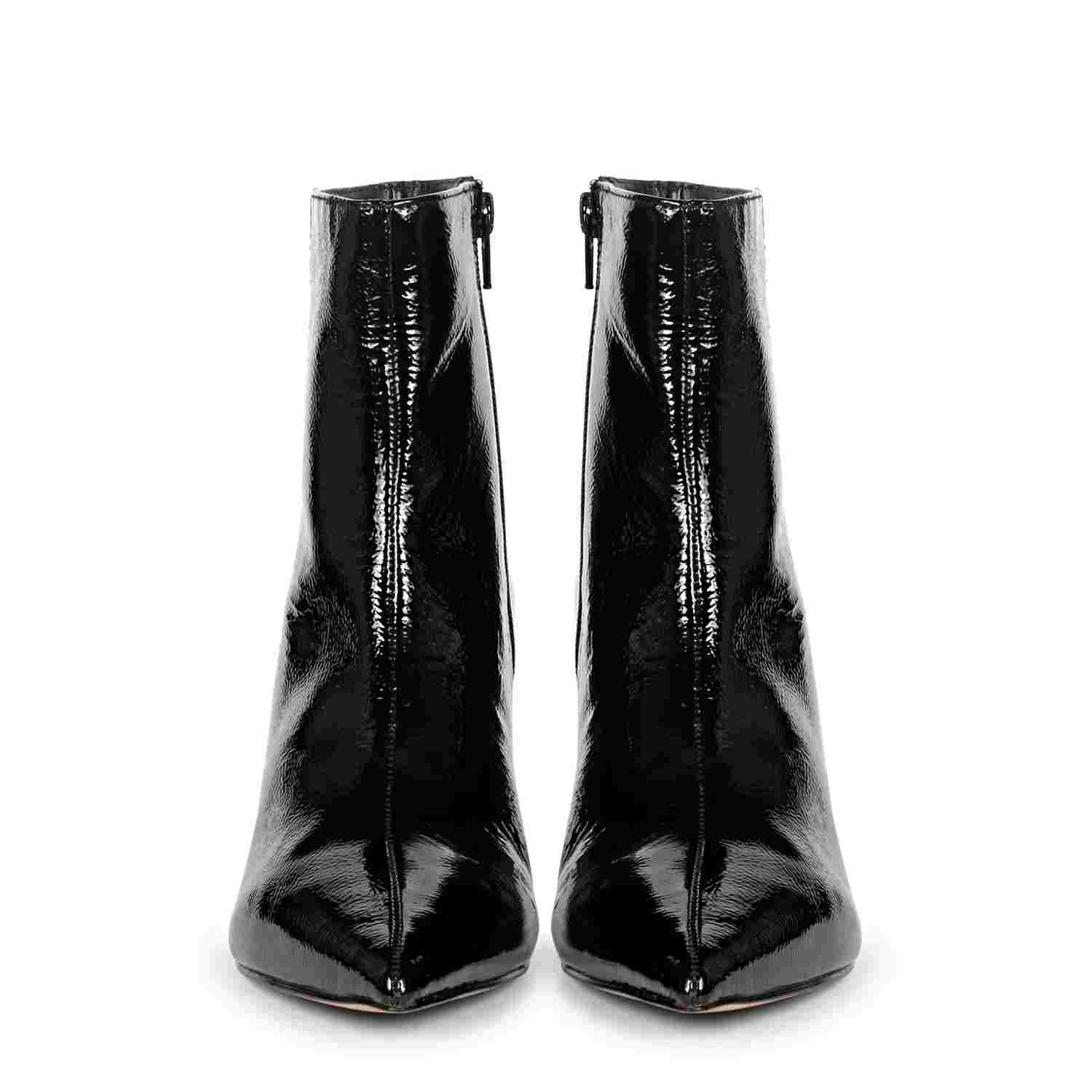 Saint Harriet Black Crinkle Patent Leather Kitten Heel Pointed Boots - Image 5