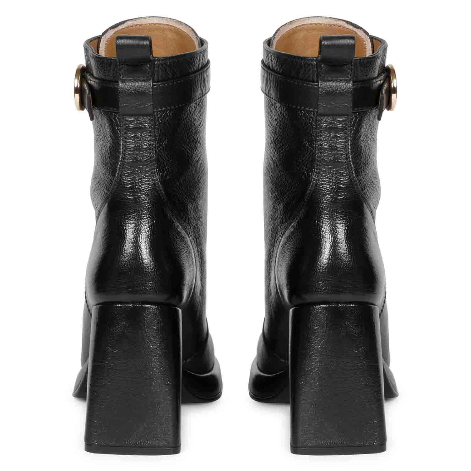 Saint Henriette Black Leather Front Zipper High Ankle Boots - Image 6