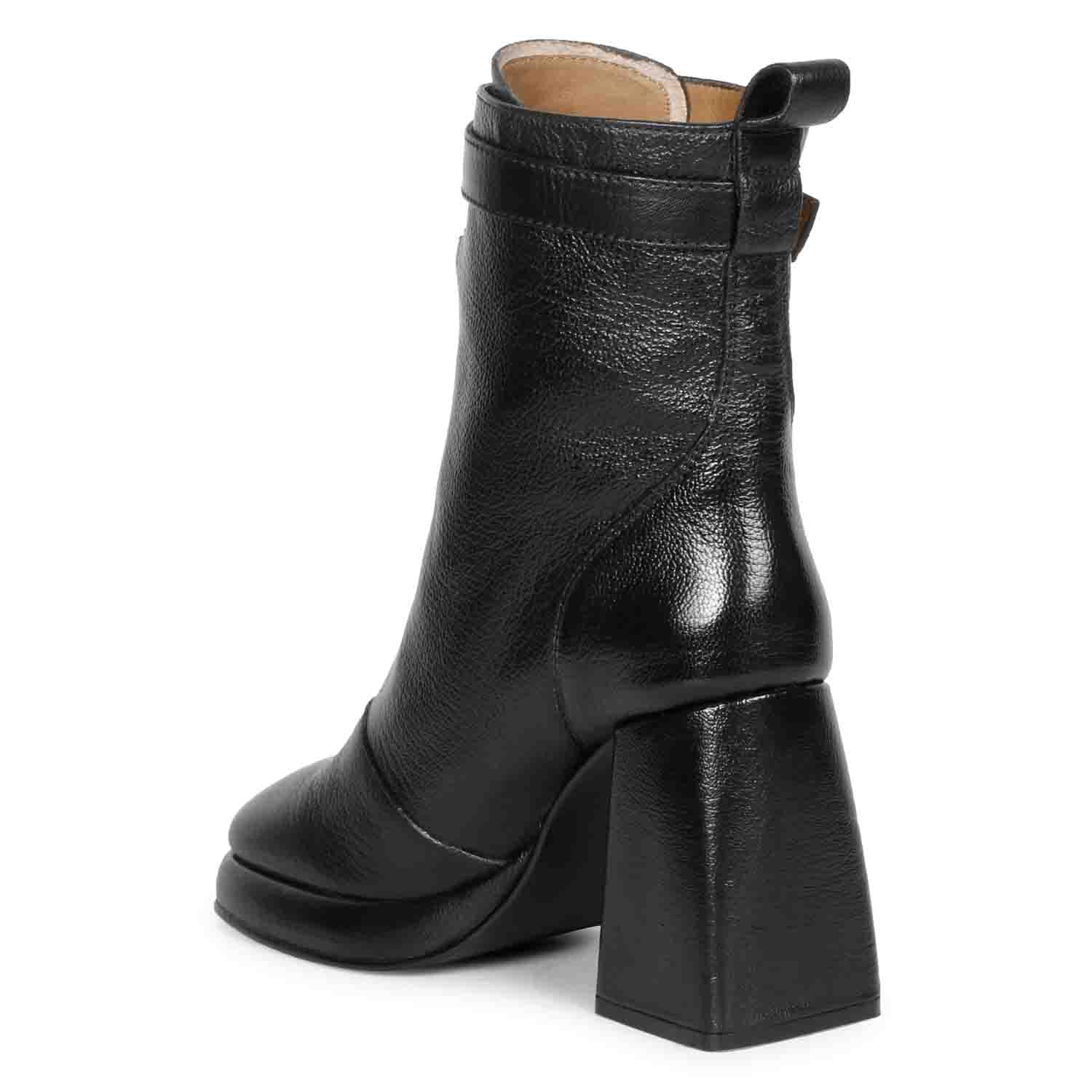 Saint Henriette Black Leather Front Zipper High Ankle Boots - Image 7