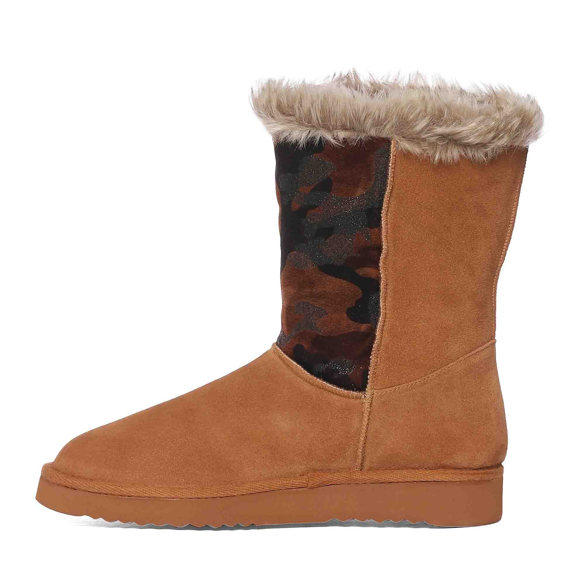 Saint Honora Tan Camo Italian Fabric-Leather Snug Boots - Image 4