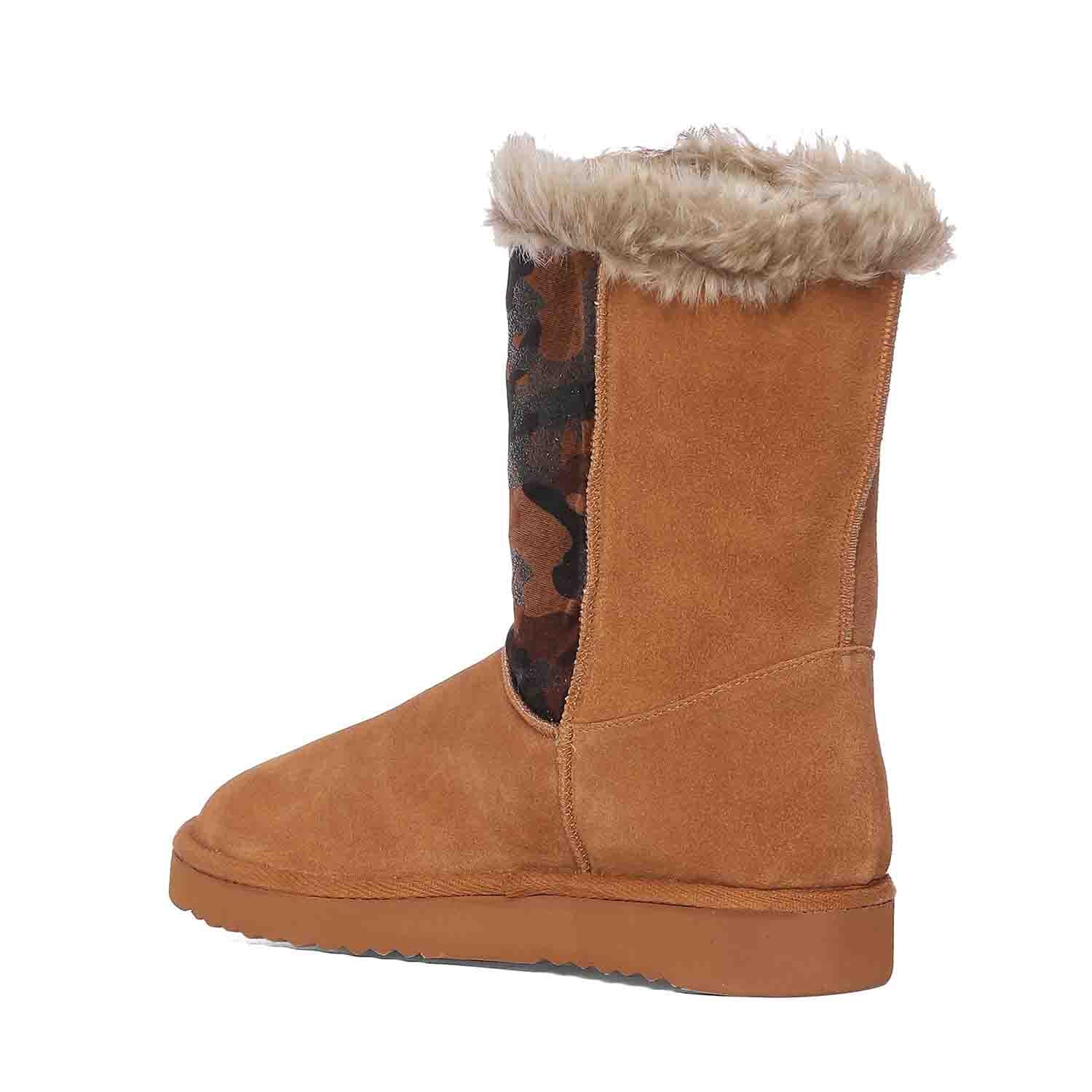 Saint Honora Tan Camo Italian Fabric-Leather Snug Boots - Image 9