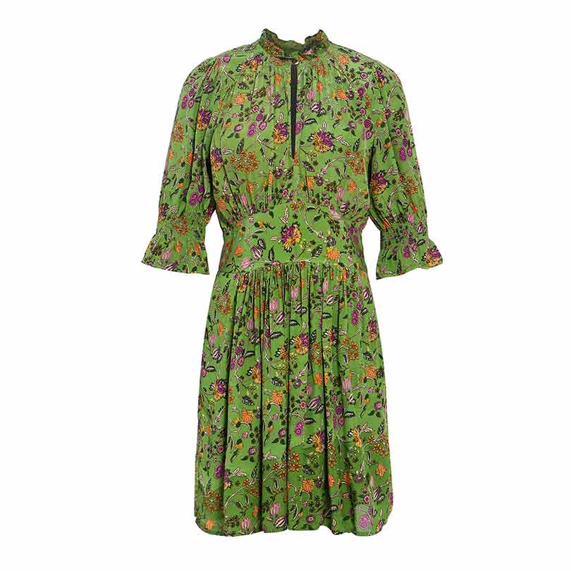 Saint Womens Olive Printed Viscose Sunfeel Short Dress - Image 6
