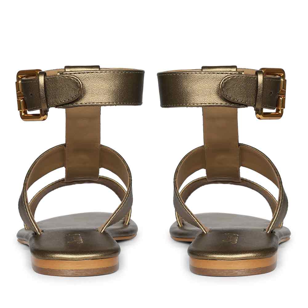 Saint Ida Metal Studded Bronze Metallic Leather Sandals - Image 6