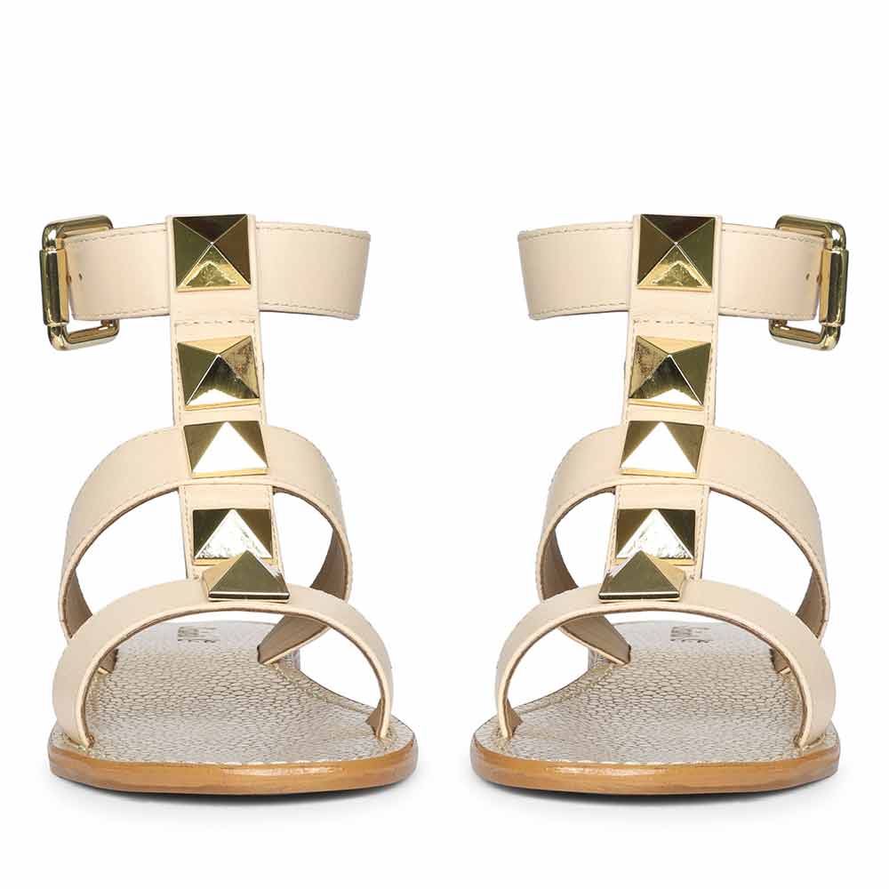 Saint Ida Metal Studded Ivory Leather Sandals - Image 4