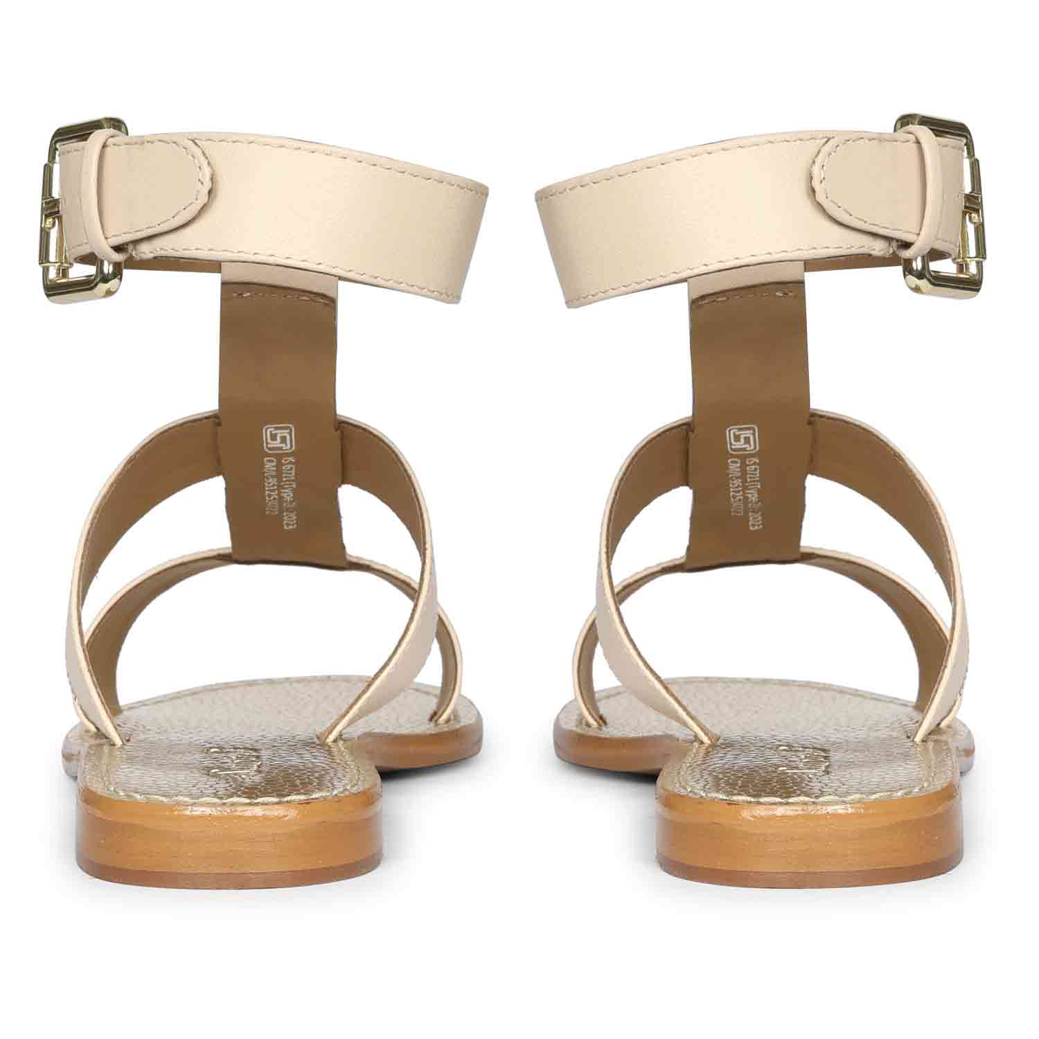 Saint Ida Metal Studded Ivory Leather Sandals - Image 5