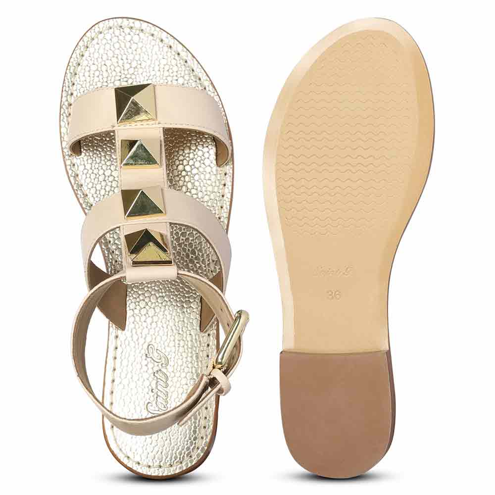 Saint Ida Metal Studded Ivory Leather Sandals - Image 6